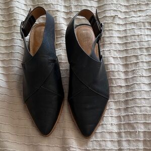 Arider Girl Black Leather Slingback Flats